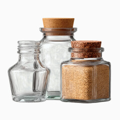 Three Glass Jars with Cork Stoppers - Empty