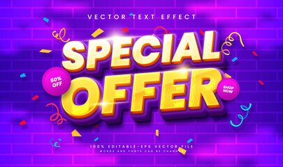 Special offer 3d editable vector text effect. Modern theme,  suitable for promotion product sale.