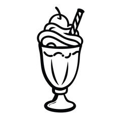 Minimal Ice Cream Sundae Vector Icon.