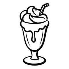 Minimal Ice Cream Sundae Vector Icon.
