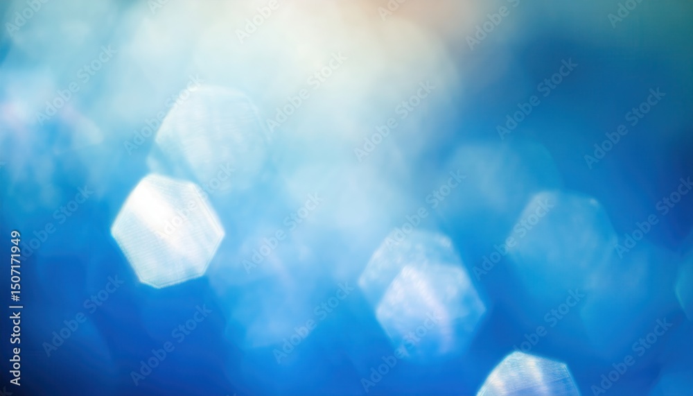 Fototapete defocused blue bokeh lights with hexagonal highlights and soft glow for abstract background, web design texture, branding element or modern digital print layout

