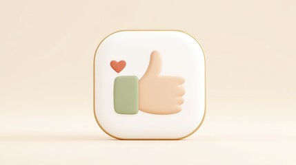Positive tone work icon, simple 3D concept with white background