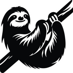 Lazy sloth vector silhouette illustration isolated on a white background