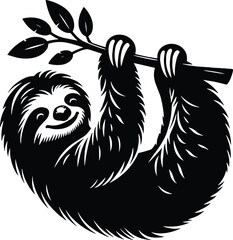 Lazy sloth vector silhouette illustration isolated on a white background © Sumaiya