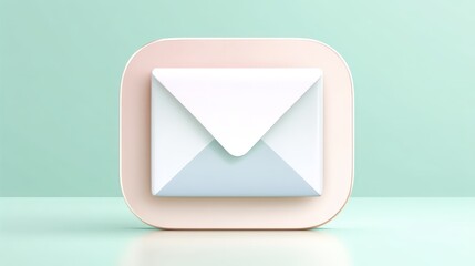 Simple 3D email icon with elegant geometry and bright clean background