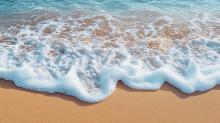 Tide line on sandy beach with foamy crest, great for surf-themed graphics, resort branding, and realistic texture maps.