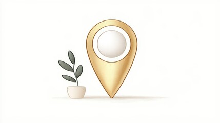 Simple line-style 3D location icon, positive minimal tone, isolated on white