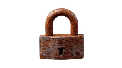 Old Rustic Padlock: A weathered padlock, bearing the marks of time and corrosion, symbolizes security and the passage of years, offering a glimpse into the textures and history of an era.