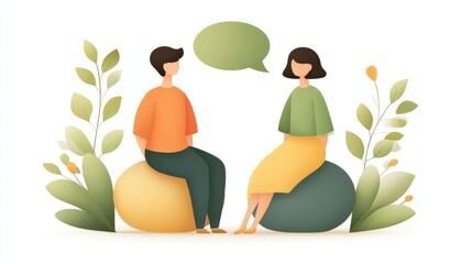Talking icon in 3D minimal design, people exchanging ideas, clear depth on white
