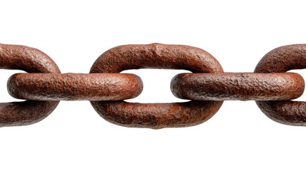 Obraz premium Rusty Chain: A close-up shot of a heavily rusted metal chain, symbolizing strength, connection, and the effects of time and weathering.