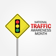 Vector graphic of National Traffic Awareness Month for National Traffic Awareness Month celebration.