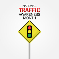 Vector graphic of National Traffic Awareness Month for National Traffic Awareness Month celebration.
