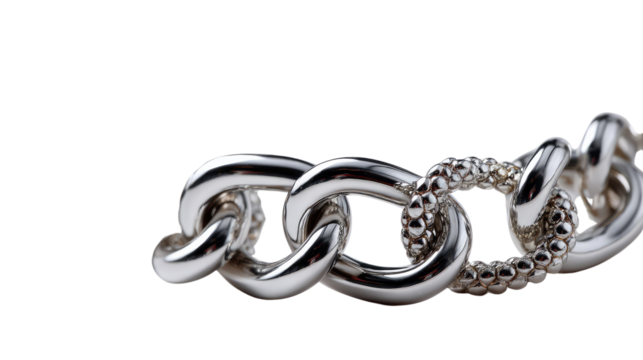 Silver Chain Bracelet: Capturing the timeless elegance of a silver chain bracelet, showcasing the intricate design and lustrous shine of each link. A symbol of both fashion and enduring style.
