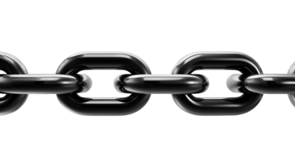 Black Chain Link: Strong, durable, black chain links interlock in a seamless pattern, symbolizing strength, connection, and unity.