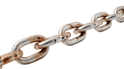 Vintage Chain Link Close-up: This striking close-up image showcases a rustic, vintage chain link, exuding strength and resilience, perfect for themes of connection, security, and industrial design.