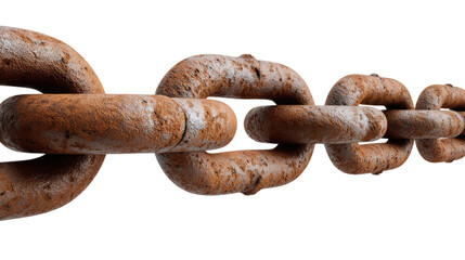 Fototapeta premium Rusty Chain: A close-up shot of a heavy, rust-covered chain, each link a testament to time and weathering, evokes a sense of history, industrial strength and decay.