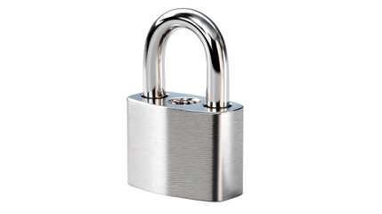 Naklejka premium Stainless Steel Security: A close-up shot showcasing a robust stainless steel padlock, symbolizing security, privacy, and the safeguarding of valuable assets, perfect for visual representations.
