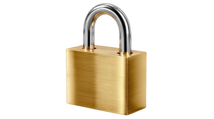 Naklejka premium Golden Fortress: A robust golden padlock, symbolizing impenetrable security and unwavering protection against the bright background.