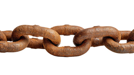 Obraz premium Rustic Chain of Strength: A detailed image captures the strength and texture of weathered links against a clean backdrop, symbolizing interconnectedness, durability, and the passage of time.
