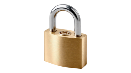 Secure & Protected: A close-up shot of a sturdy, shiny padlock, a symbol of security and protection, ideal for use in imagery related to safety, privacy, and access control.