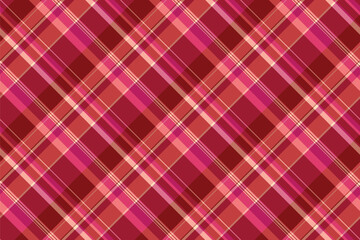 Vibrant diagonal plaid pattern in rich red, pink, and coral hues.  Perfect for textile design, fashion, websites, or packaging.