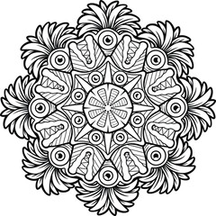 monster pattern mandala art isolated on a white background