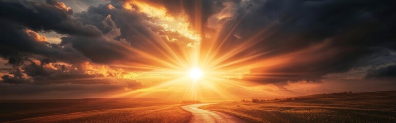 Fototapeta premium Sun Burst Over Field and Path