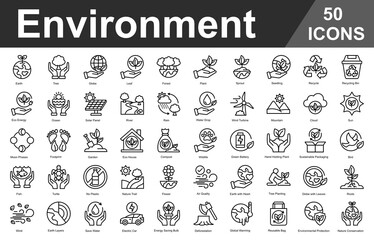 Environment Editable Icons set. Vector illustration in modern thin outline style of business related icons