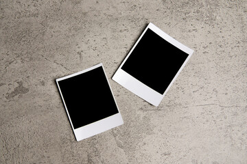 Polaroid photo frame mockup on grey background