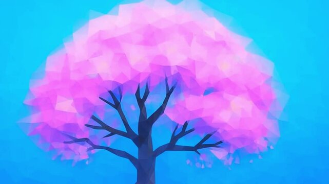 Low - polygon pink trees with a purple gradient animation