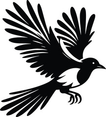 Beautiful Magpie bird vector silhouette illustration isolated on a white background