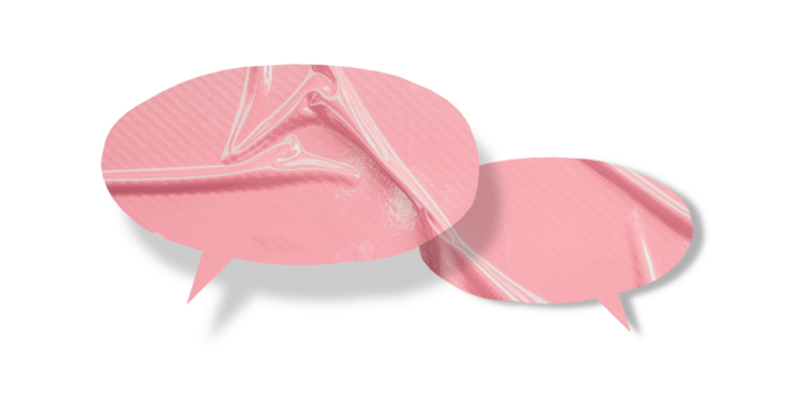 Pink speech bubble crumpled paper isolated on transparent background - Powered by Adobe