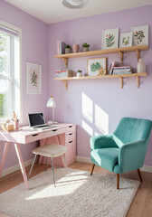 Compact Home Office with Natural Light and Minimalist Decor – Ideal for Remote Work, Interior Design Concepts, or Lifestyle Content Creation

