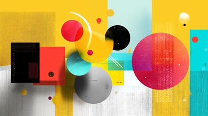 Obraz premium Colorful abstract artwork featuring geometric shapes and vibrant patterns depicting modern artistic expression