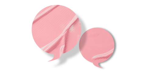 Pink speech bubble crumpled paper isolated on transparent background