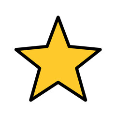 Simple five pointed star shape icon drawing vibrant yellow thick black outlines vector