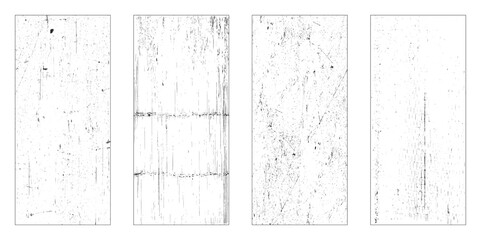 Set of square grunge backgrounds. Different materials and variations. One color - black. Vector design elements.