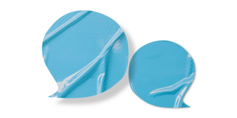 Light blue speech bubble crumpled paper isolated on transparent background
