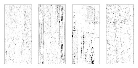 Set of square grunge backgrounds. Different materials and variations. One color - black. Vector design elements.