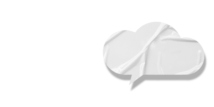 White speech bubble crumpled paper isolated on transparent background