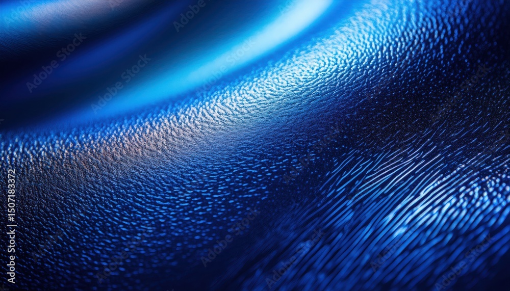 Poster macro blue fingerprint texture with glowing lines and ripples for tech branding, biometric interface
