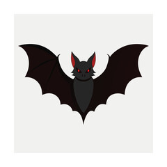 Obraz premium Flat design illustration of a spooky halloween bat with red eyes on a white background