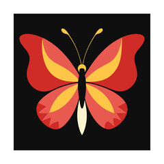 Vector illustration of a colorful flat design butterfly with bright red and yellow wings