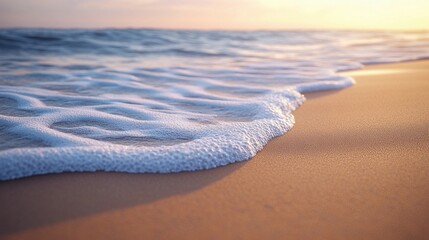 Wave foam texture over beach sand, perfect for seashore atmosphere, travel posters, and high-resolution natural backdrops.