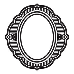 Oval border frame deco vector simple vertical line