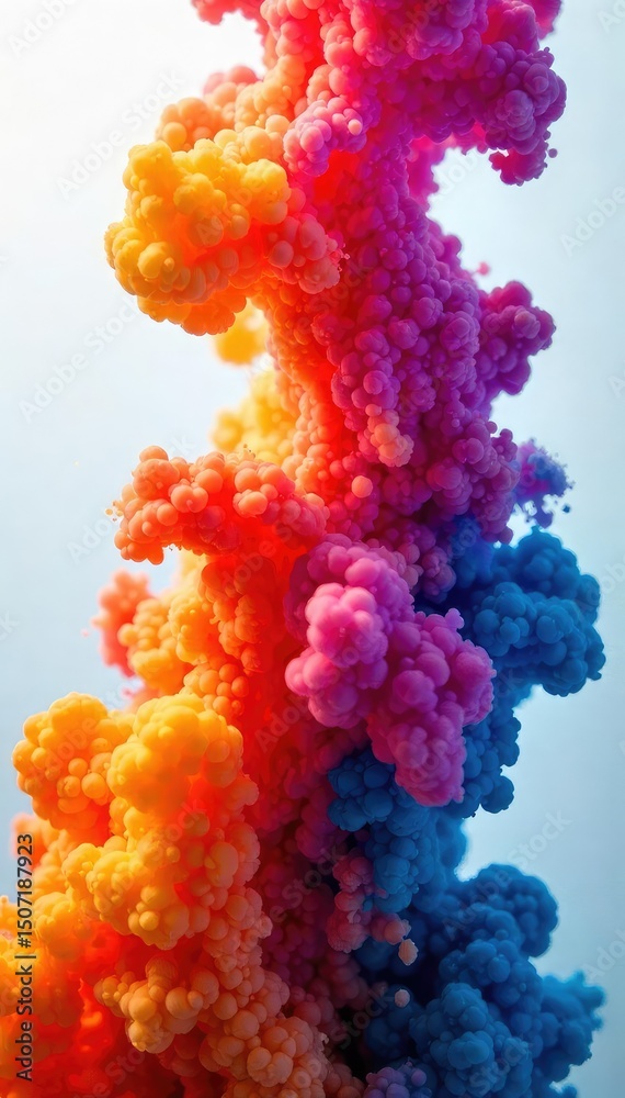 Wall mural close-up shot of vibrant ink swirling and diffusing in water, creating mesmerizing abstract patterns