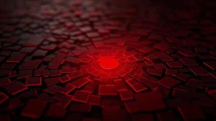 Hacking crisis concept. Abstract red pattern with tiles radiating from a central point.