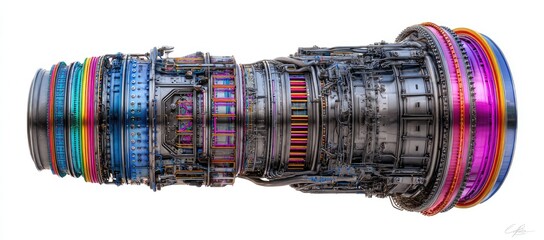 Jet Engine with Vivid Colors