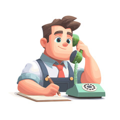 Handyman Taking Notes During a Phone Call