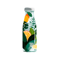 Tropical Iced Tea Bottle Design isolated on transparent background